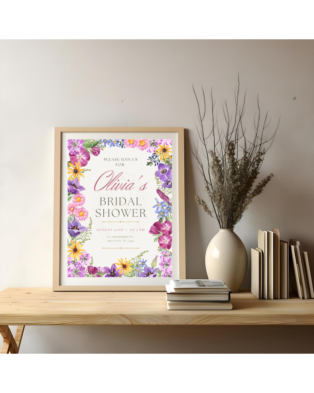 Wildflower Bridal Shower Invitation | Printable Floral Invite | Digital Download