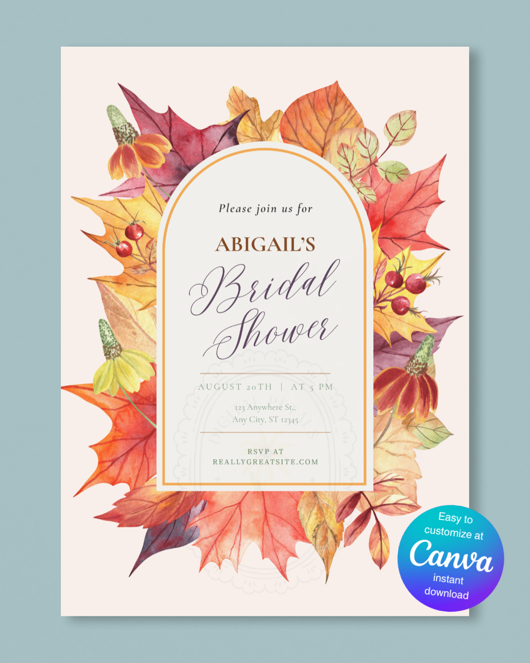 Bridal Shower Invitation Printable | Autumn Harvest Wildflower Boho Bridal Invite | Digital Download