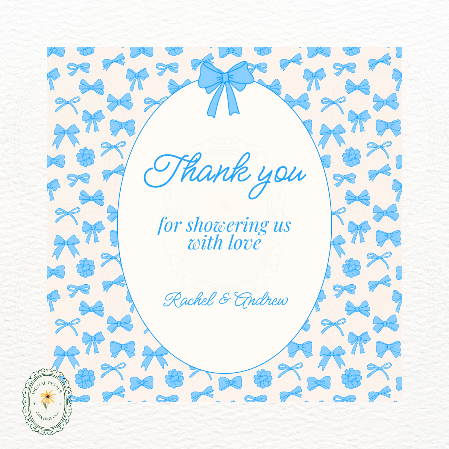 Powder Blue Ribbons & Bows Baby Shower Invitation Template | Editable Canva Digital Download