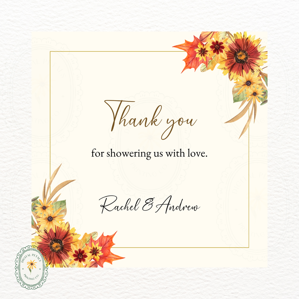 Rustic Fall Wildflower Thank You Card Template | Editable Canva Digital Download