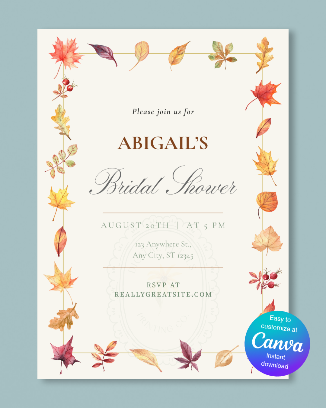 Bridal Shower Invitation Printable | Autumn Wildflower Boho Bridal Invite | Digital Download