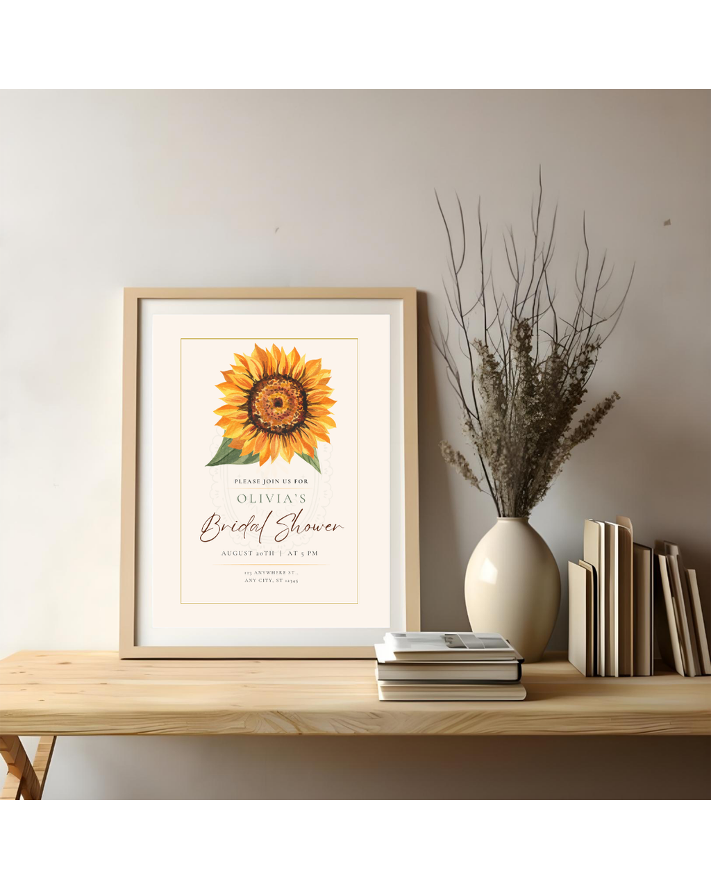 Sunflower Bridal Shower Invitation — Editable Digital Download Template