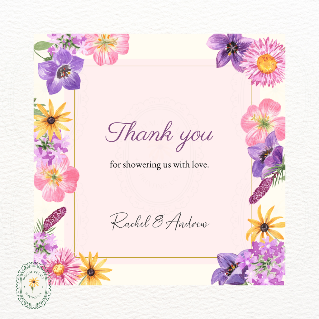 Pink Cottagecore Wildflower Thank You Card Template | Editable Canva Digital Download