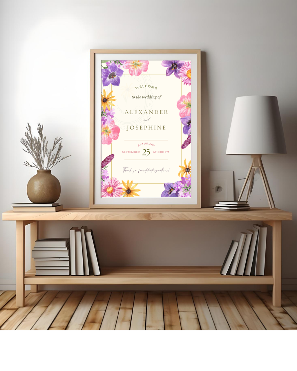 Wildflower Cottagecore Wedding Welcome Sign | Editable Canva Template, Floral Botanical Spring