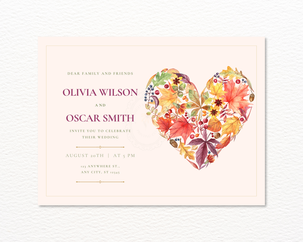 Fall Wedding Invitation Template | Rustic Landscape Digital Download | Canva Editable