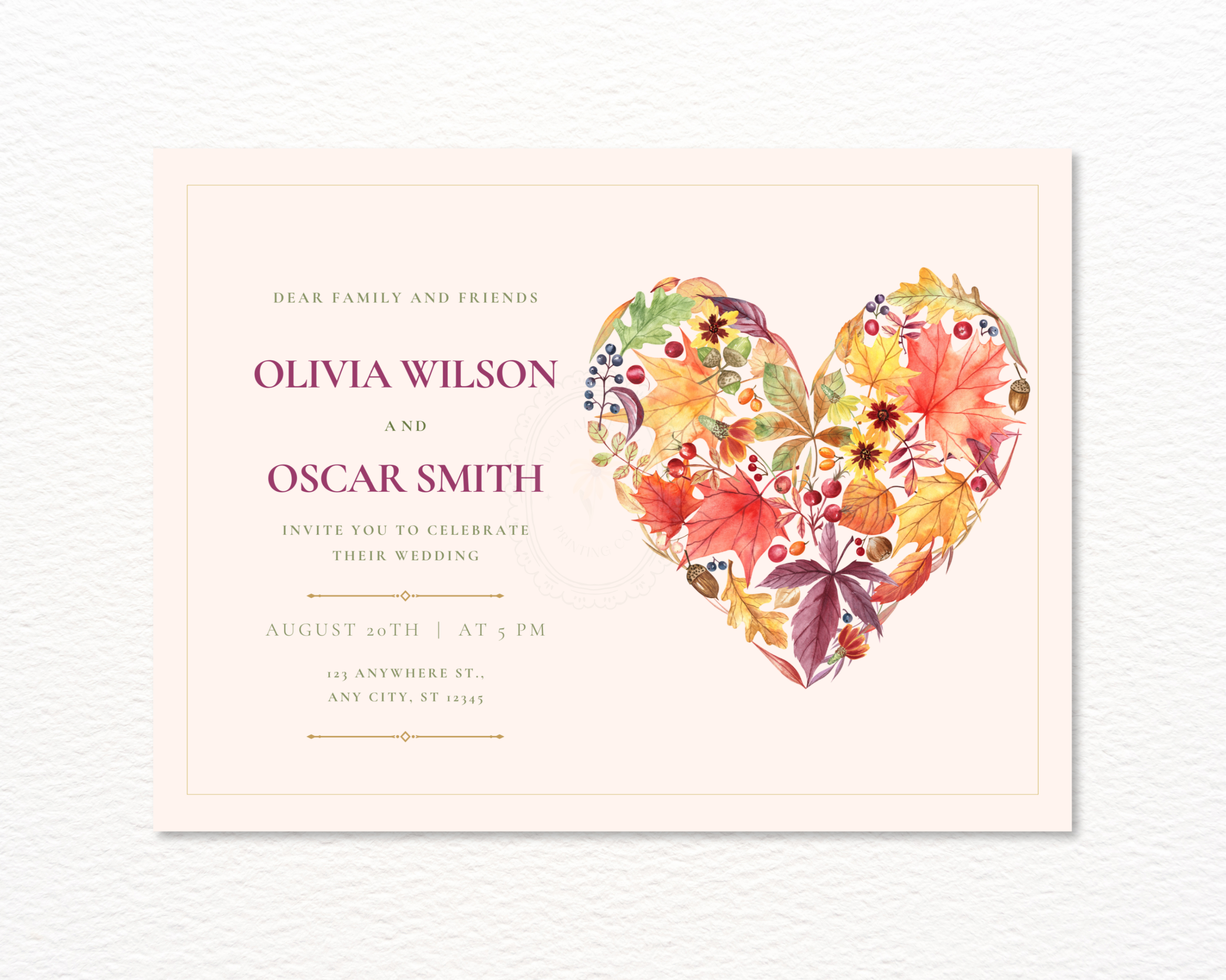 Fall Wedding Invitation Template | Rustic Landscape Digital Download | Canva Editable
