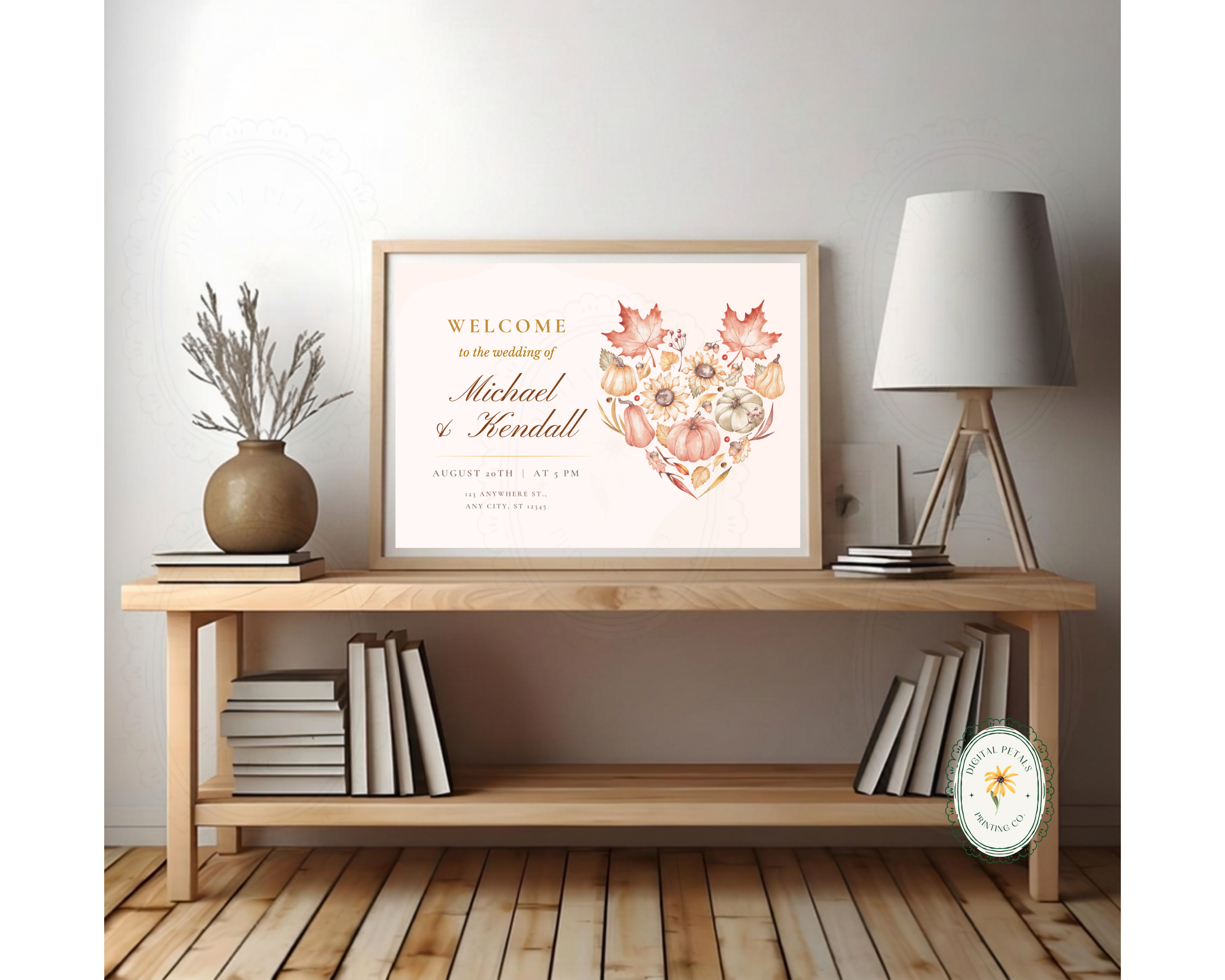 Leaves of Fall Wedding Welcome Sign | Autumn Canva Template | Editable Digital Download
