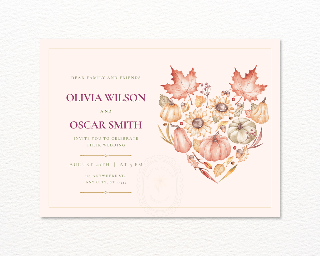 Leaves of Fall Wedding Landscape Invitations | Printable Landscape Template | Digital Download