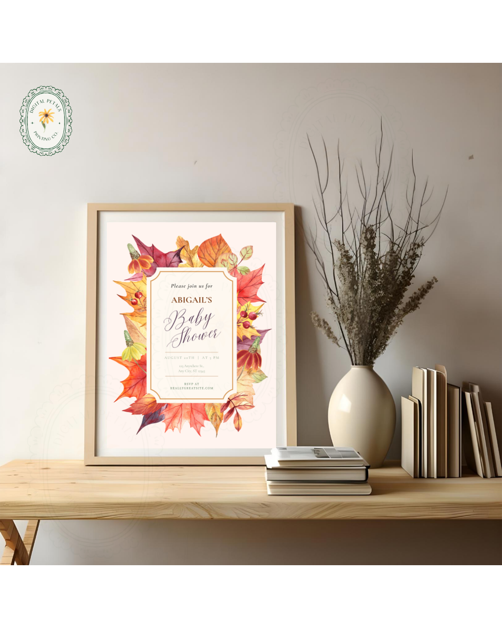Autumn Harvest Wildflower Boho Baby Shower Invitation | Digital Download | Canva Editable