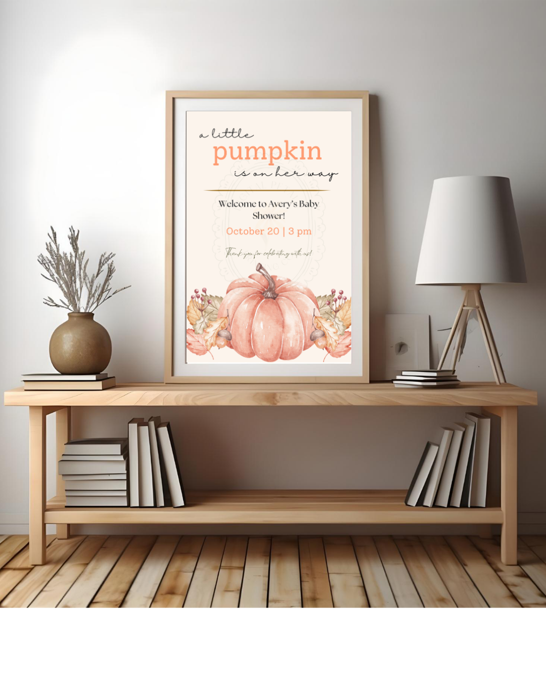 Terracotta & Rust Fall Pumpkin Baby Shower Welcome Sign | Editable Canva Template | Digital Download