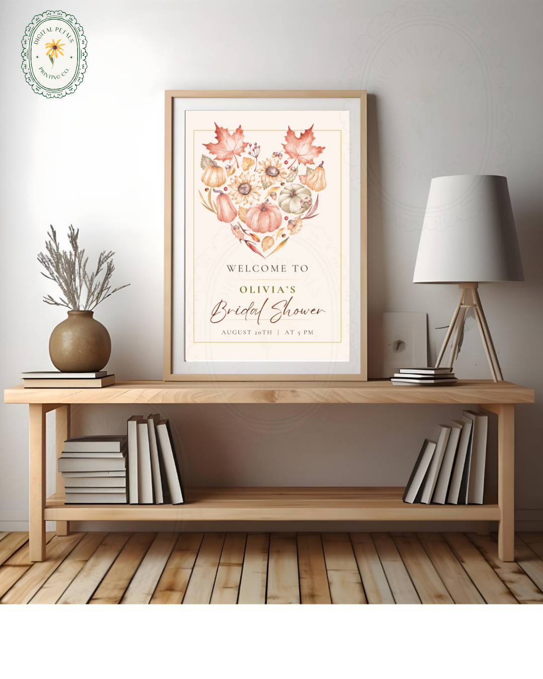 Burgundy Fall Leaves Watercolor Bridal Shower Welcome Sign Template | Editable Digital Download
