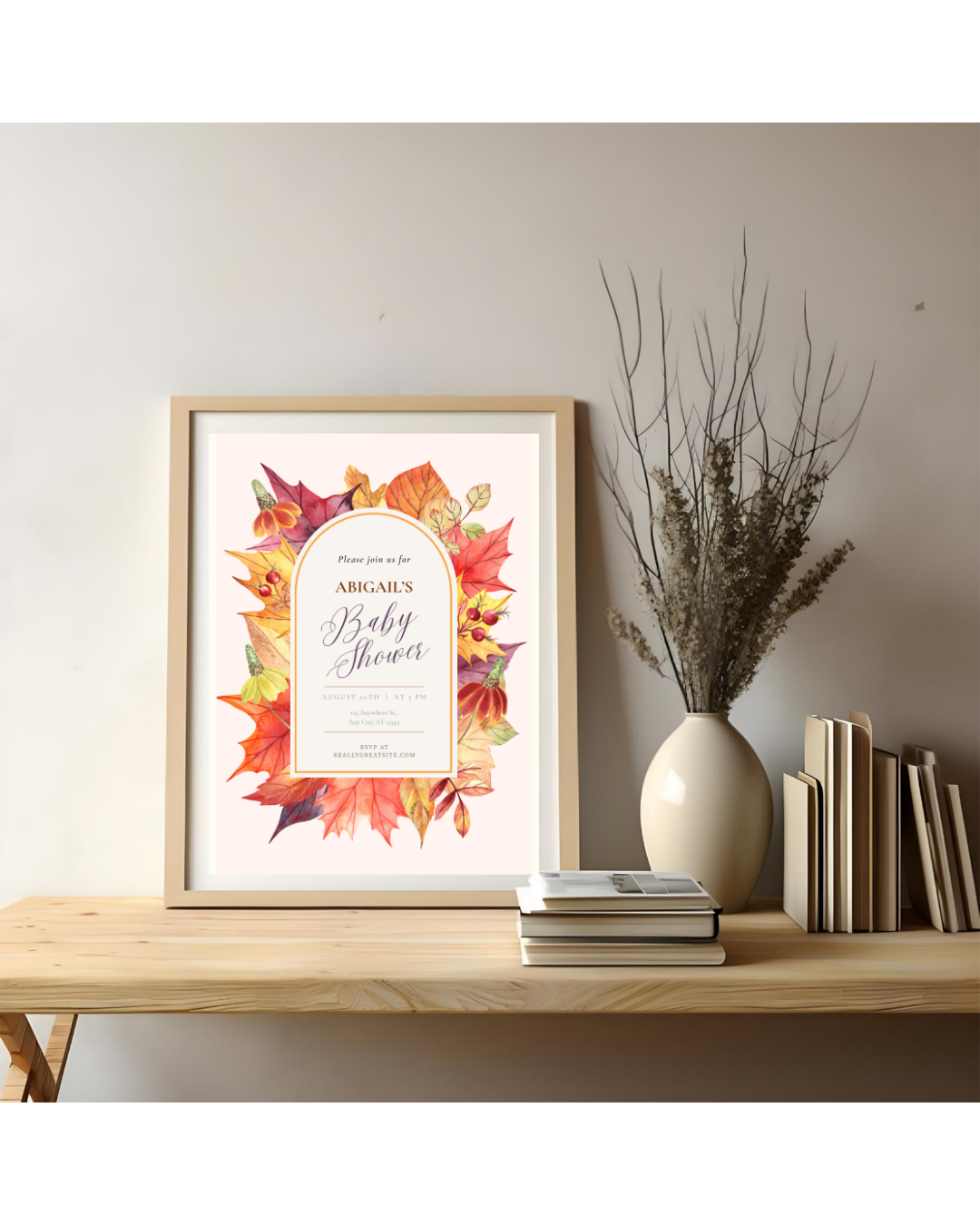 Autumn Harvest Wildflower Boho Baby Shower Invitation | Digital Download | Canva Editable