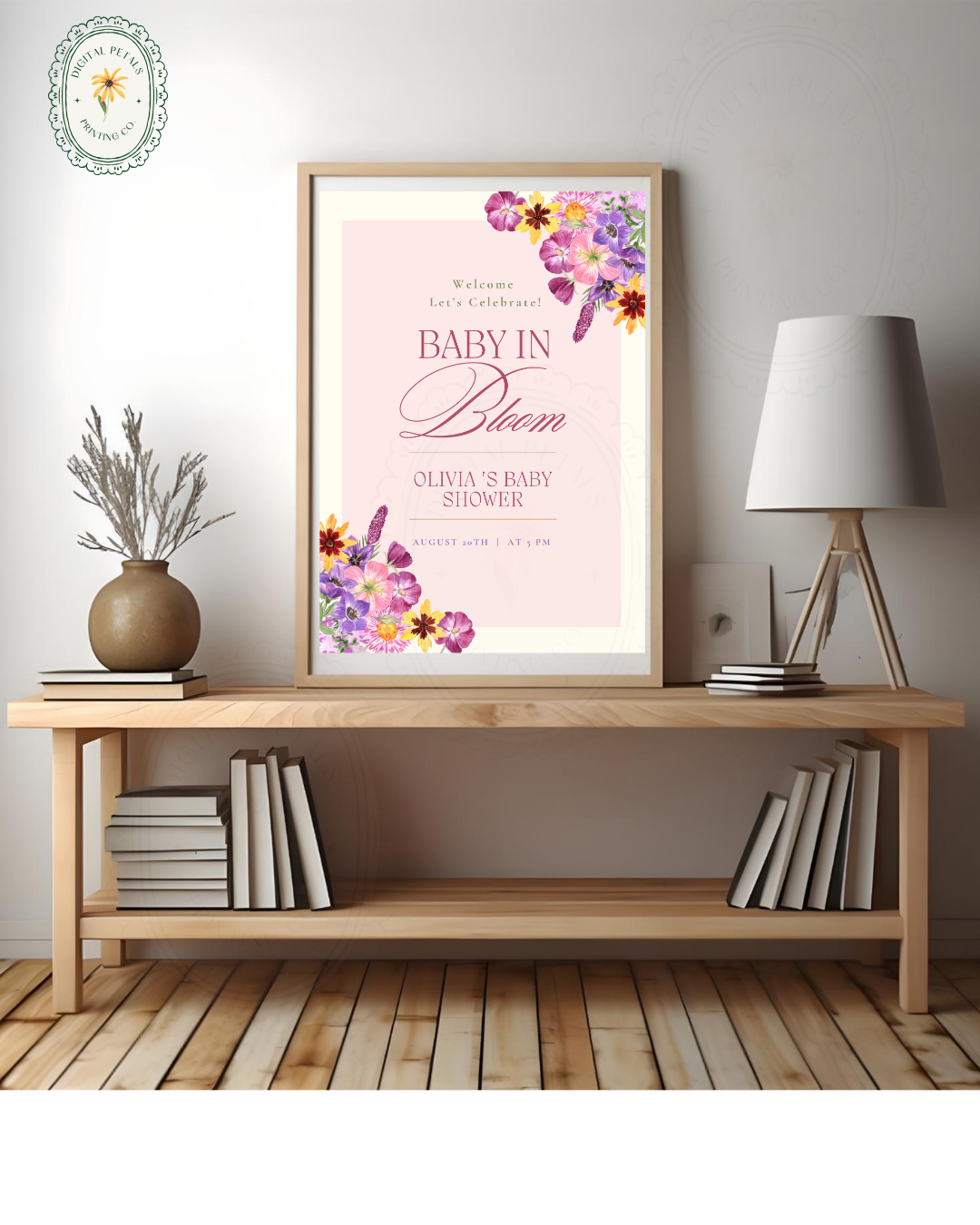 Baby in Bloom Baby Shower Welcome Sign Template | Editable Canva Digital Download