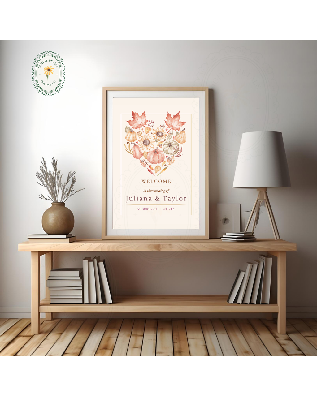Burgundy Fall Leaves Watercolor Wedding Welcome Sign Template | Editable Digital Download