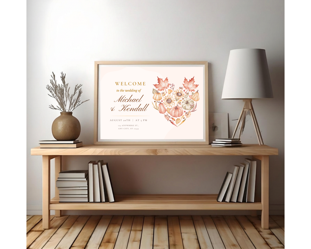 Leaves of Fall Wedding Welcome Sign | Autumn Canva Template | Editable Digital Download