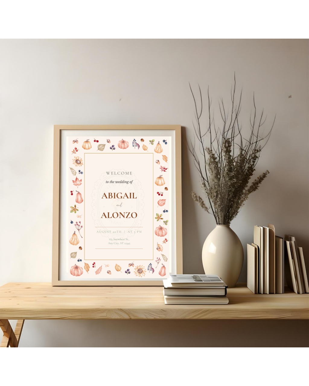 Autumn Harvest Wildflowers Wedding Invitation Template | Editable Canva Digital Download