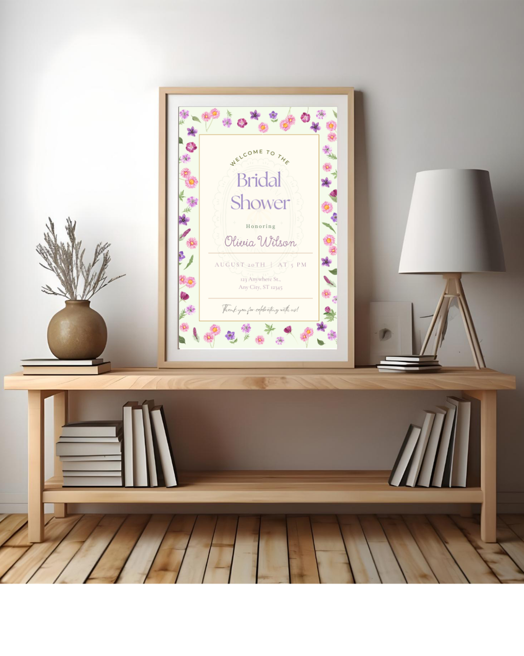 Spring Garden Wildflowers Bridal Shower Welcome Sign Template | Editable Canva Digital Download