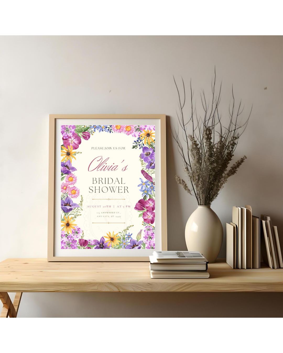 Boho Wildflower Bridal Shower Invitation | Printable Floral Invite | Digital Download