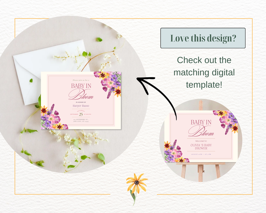 Baby in Bloom Spring Baby Shower Welcome Sign | Floral Canva Template | Editable Digital Download