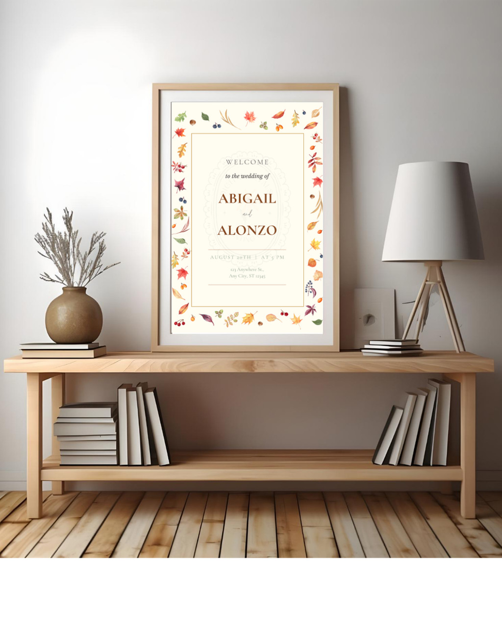 Fall Leaves Wedding Welcome Sign Template | Terracotta & Cream | Digital Download
