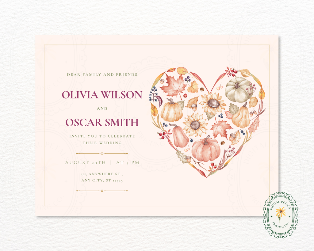 Autumn Wedding Landscape Invitation | Printable Landscape Template | Digital Download