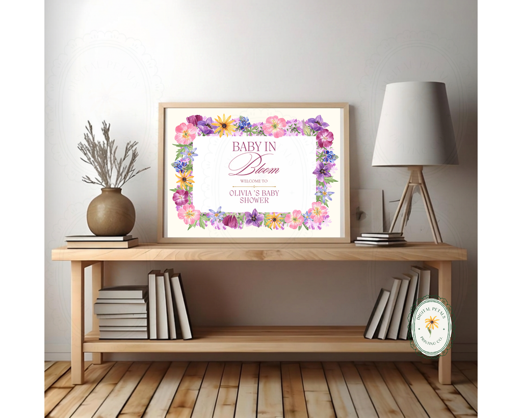 Baby Shower Garden Party Welcome Sign Wildflower Template | Editable Canva Digital Download