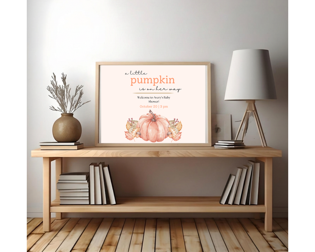 Little Pumpkin Fall Baby Shower Welcome Sign | Editable Canva Template | Digital Download