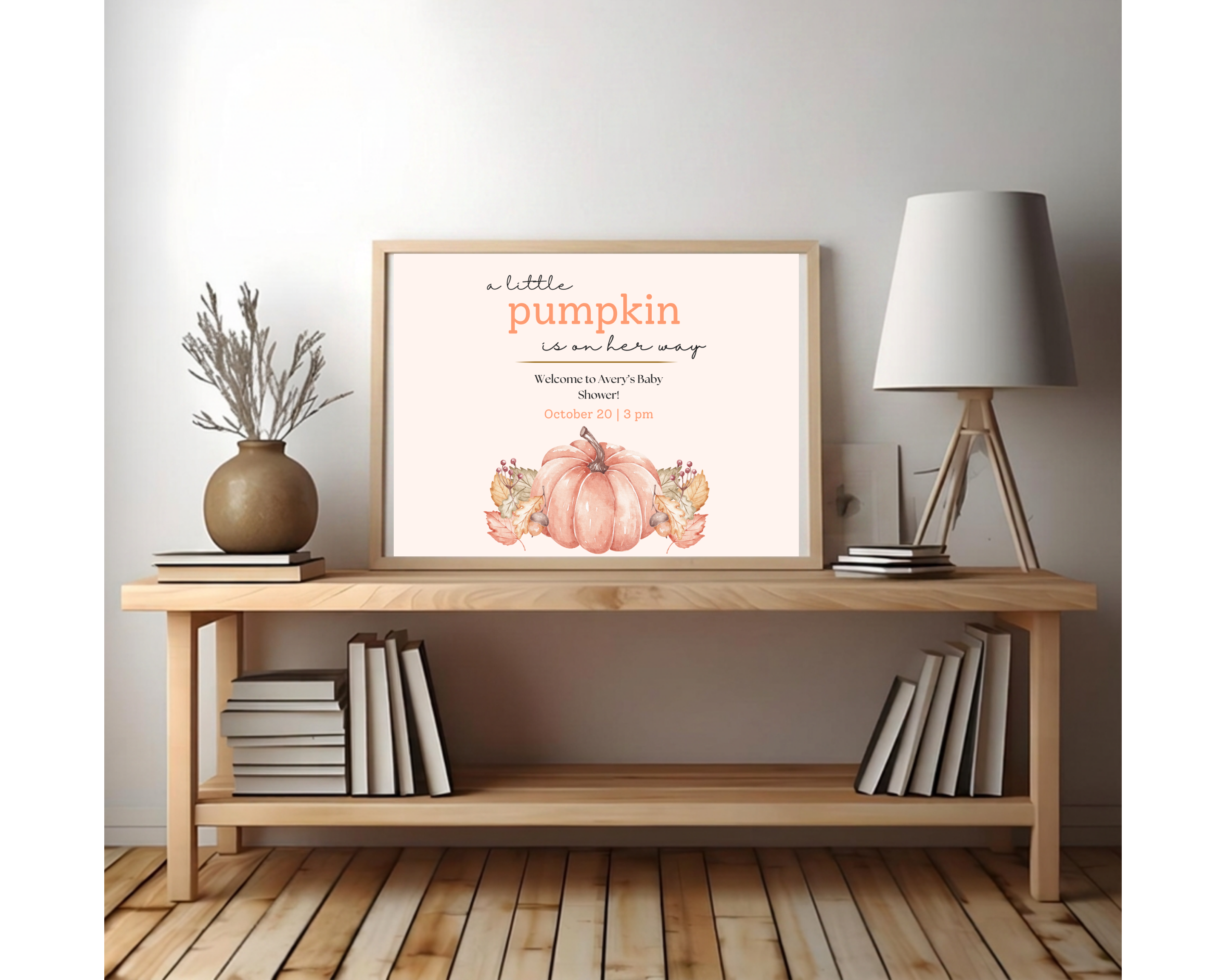 Little Pumpkin Fall Baby Shower Welcome Sign | Editable Canva Template | Digital Download