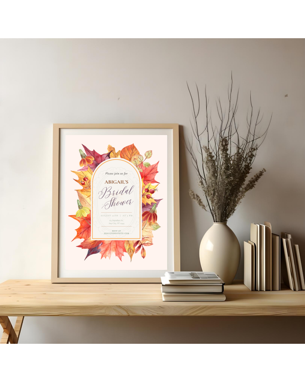 Bridal Shower Invitation Printable | Autumn Harvest Wildflower Boho Bridal Invite | Digital Download
