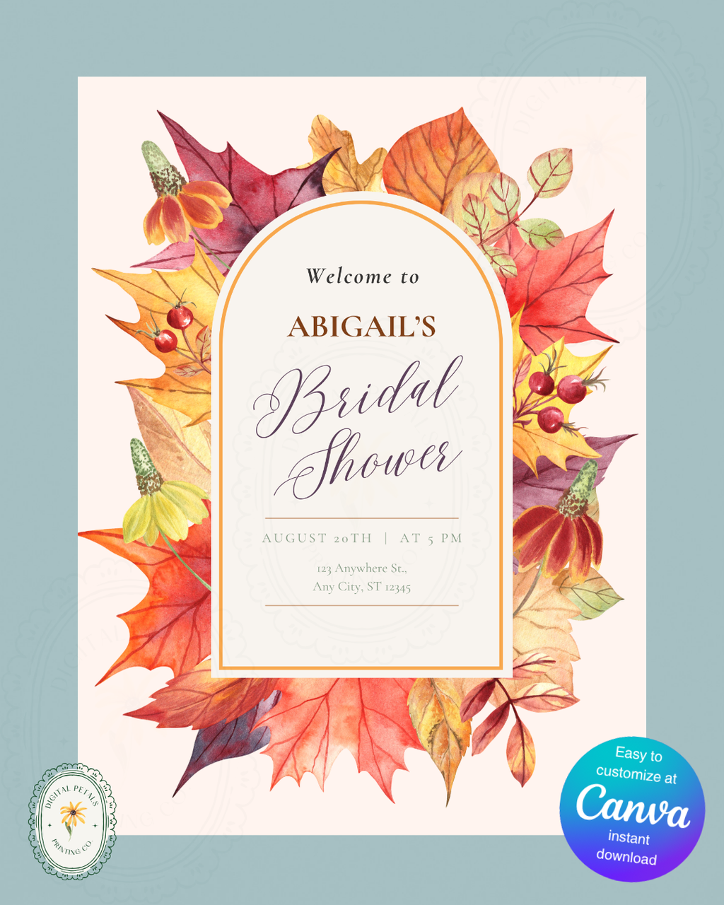 Bridal Shower Welcome Sign Printable | Autumn Harvest Wildflower Boho Bridal Decor | Digital Download