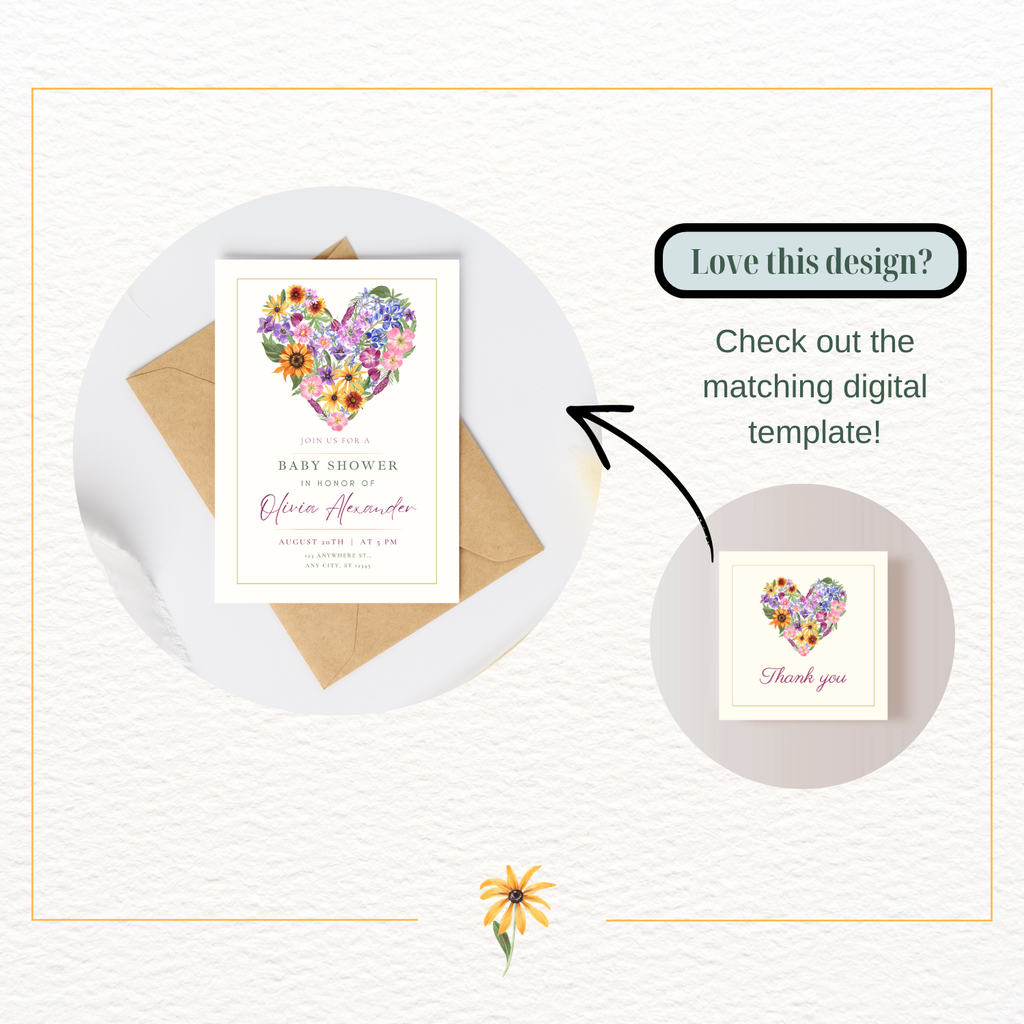 Lavender & Cream Spring Heart Thank You Card Template | Editable Canva Digital Download