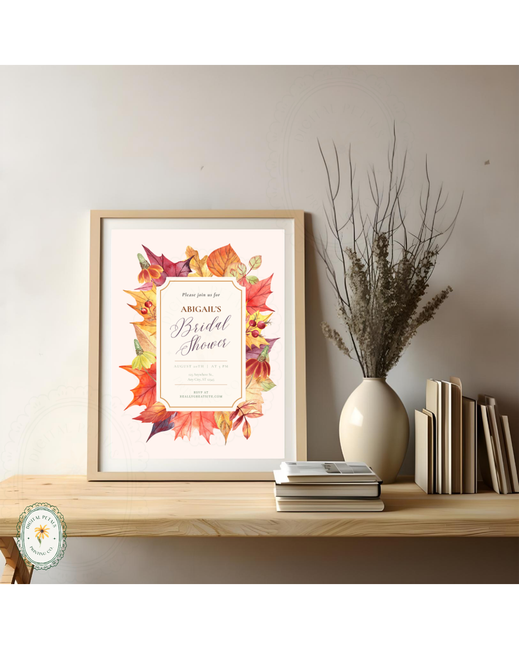 Bridal Shower Invitation Printable | Autumn Harvest Wildflower Boho Bridal Invite | Digital Download