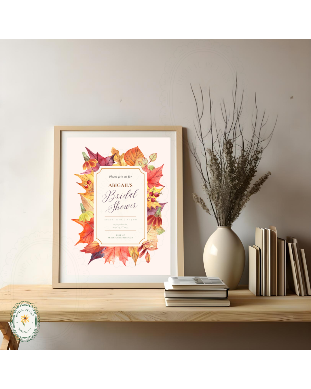 Bridal Shower Invitation Printable | Autumn Harvest Wildflower Boho Bridal Invite | Digital Download