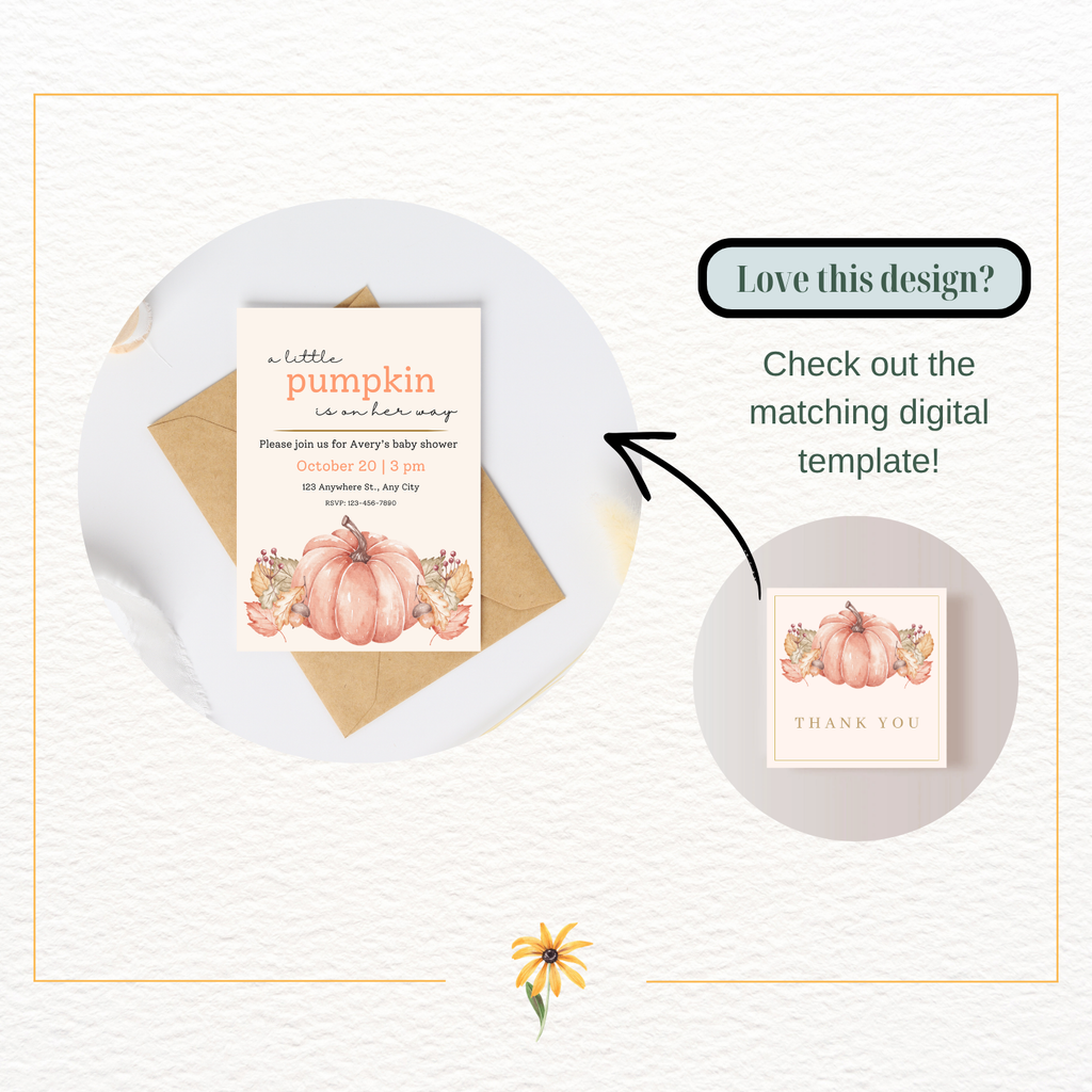 Pumpkin Thank You Card Template | Editable Canva Digital Download