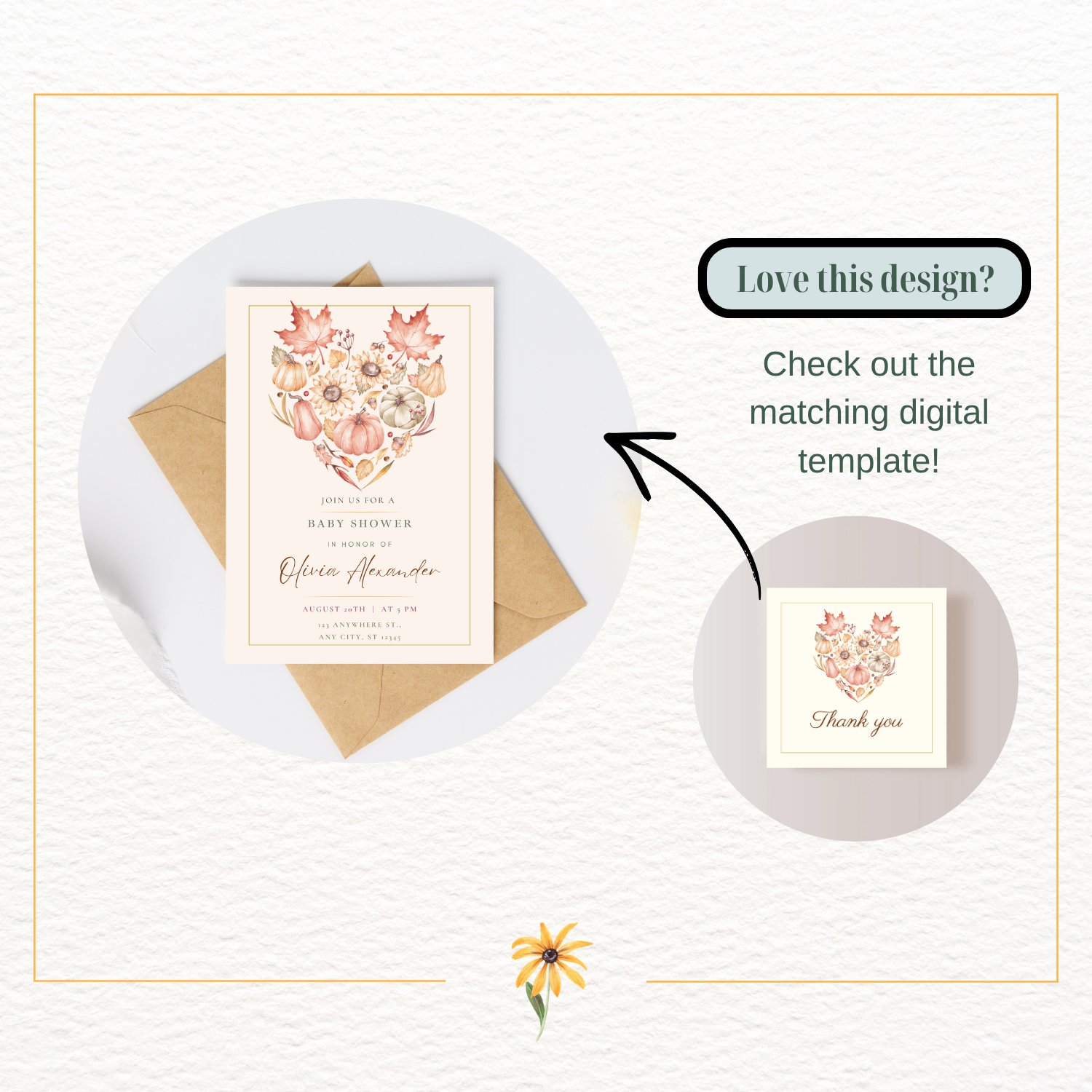 Fall Leaves Thank You Card Template | Editable Canva Digital Download