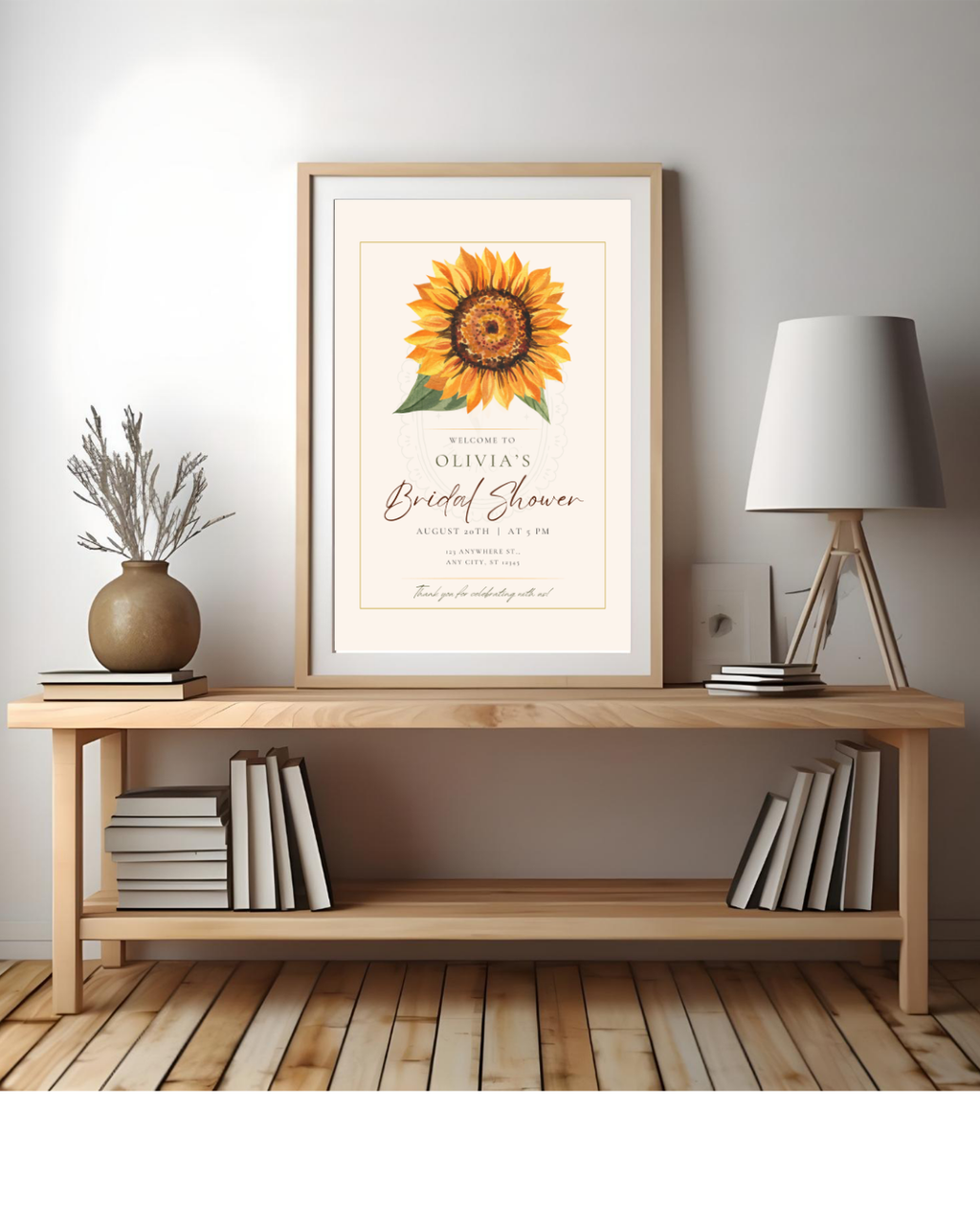 Sunflower Bridal Shower Welcome Sign | Editable Canva Template | Digital Download