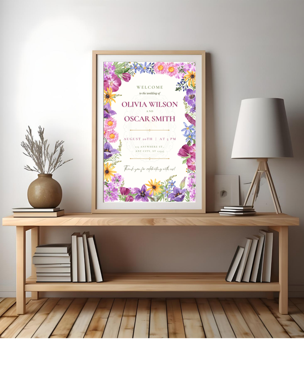 Wedding Welcome Sign Printable | Colorful Wildflower Canva Template | Digital Download