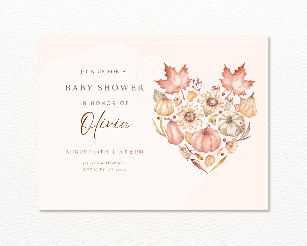 Leaves of Fall Baby Shower Invitation | Autumn Landscape Digital Download | Canva Editable