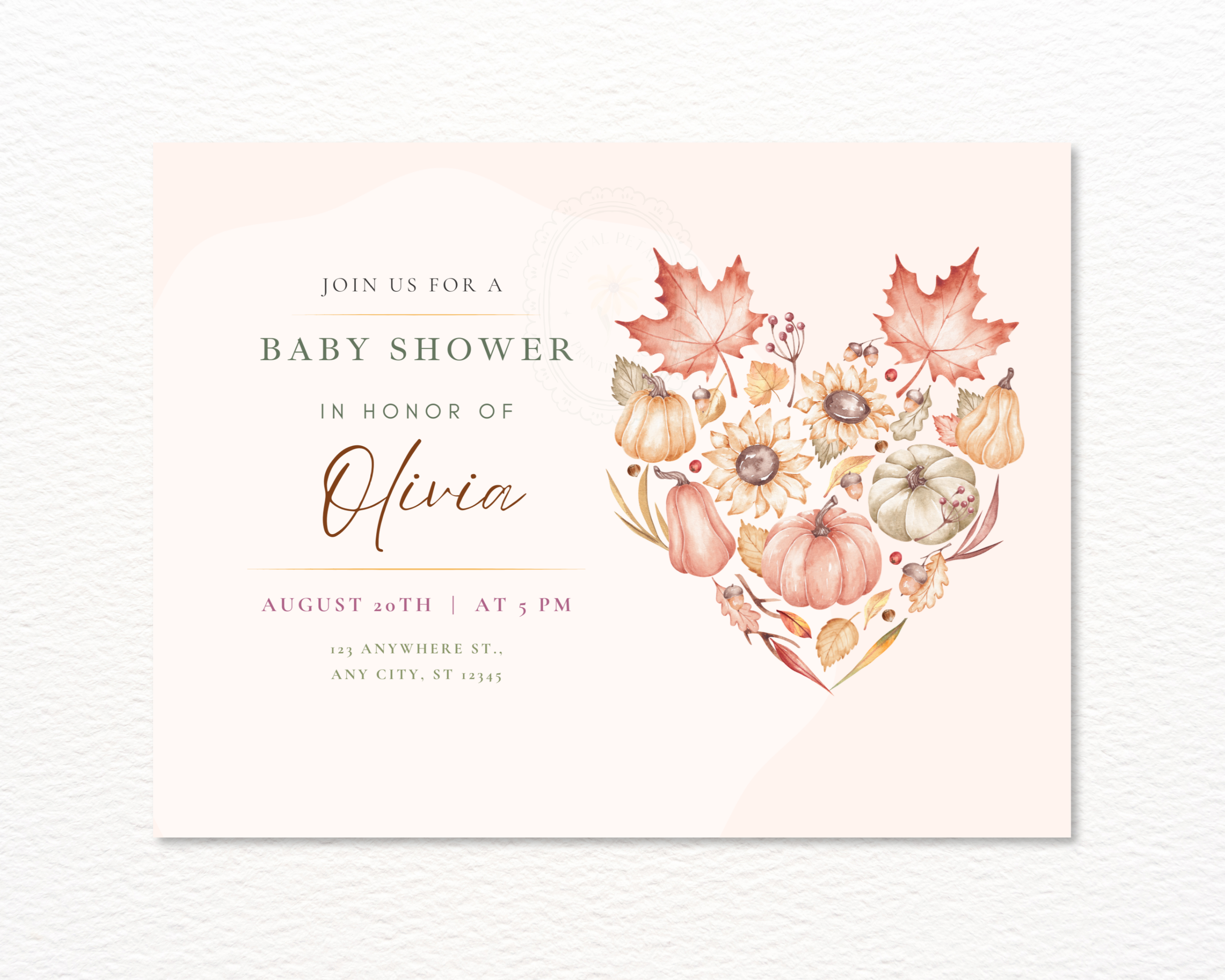 Leaves of Fall Baby Shower Invitation | Autumn Landscape Digital Download | Canva Editable