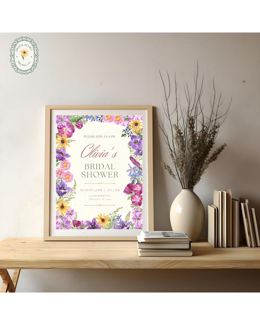 Boho Wildflower Bridal Shower Invitation | Printable Floral Invite | Digital Download