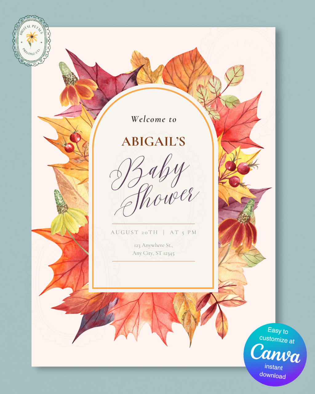 Baby Shower Welcome Sign Printable | Autumn Harvest Wildflower Boho Baby Shower Decor | Digital Download