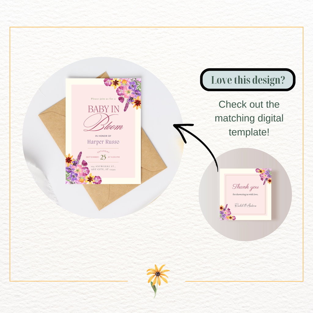 Spring Boho Thank You Card Template | Editable Canva Digital Download