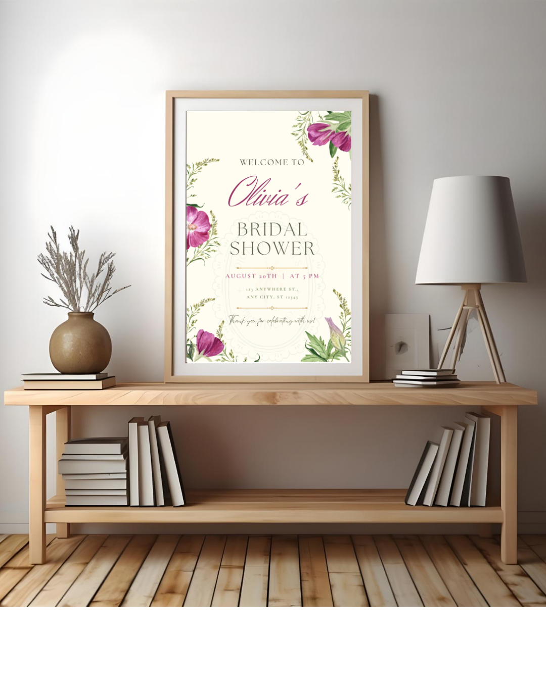 Lavender & Lilac Wildflower Bridal Shower Welcome Sign | Editable Canva Template | Digital Download