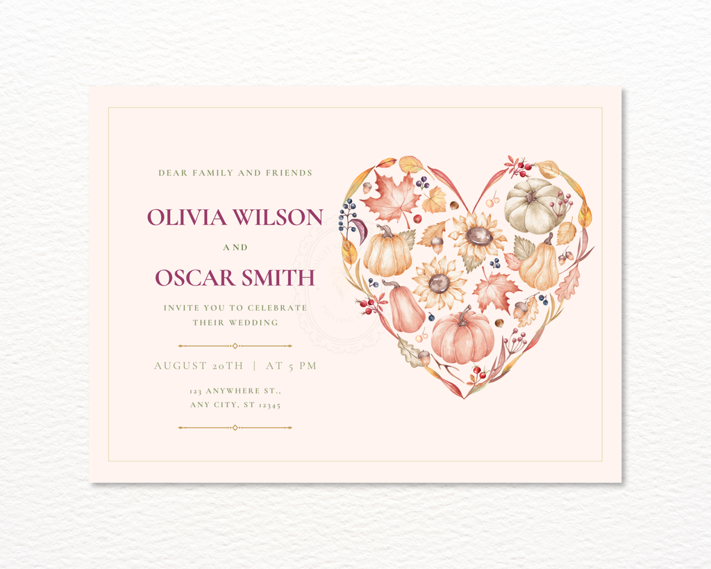 Autumn Wedding Landscape Invitation | Printable Landscape Template | Digital Download