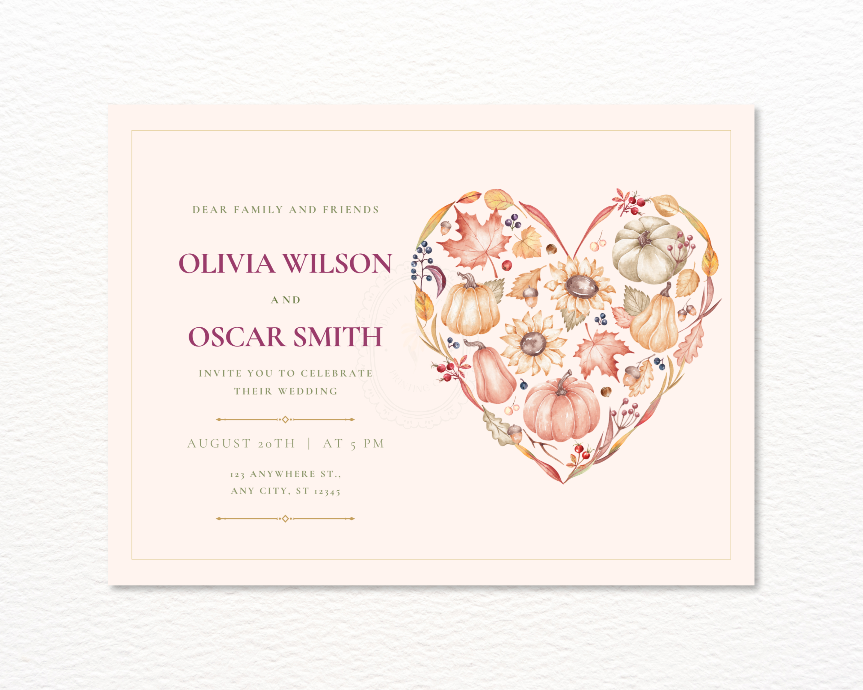 Autumn Wedding Landscape Invitation | Printable Landscape Template | Digital Download