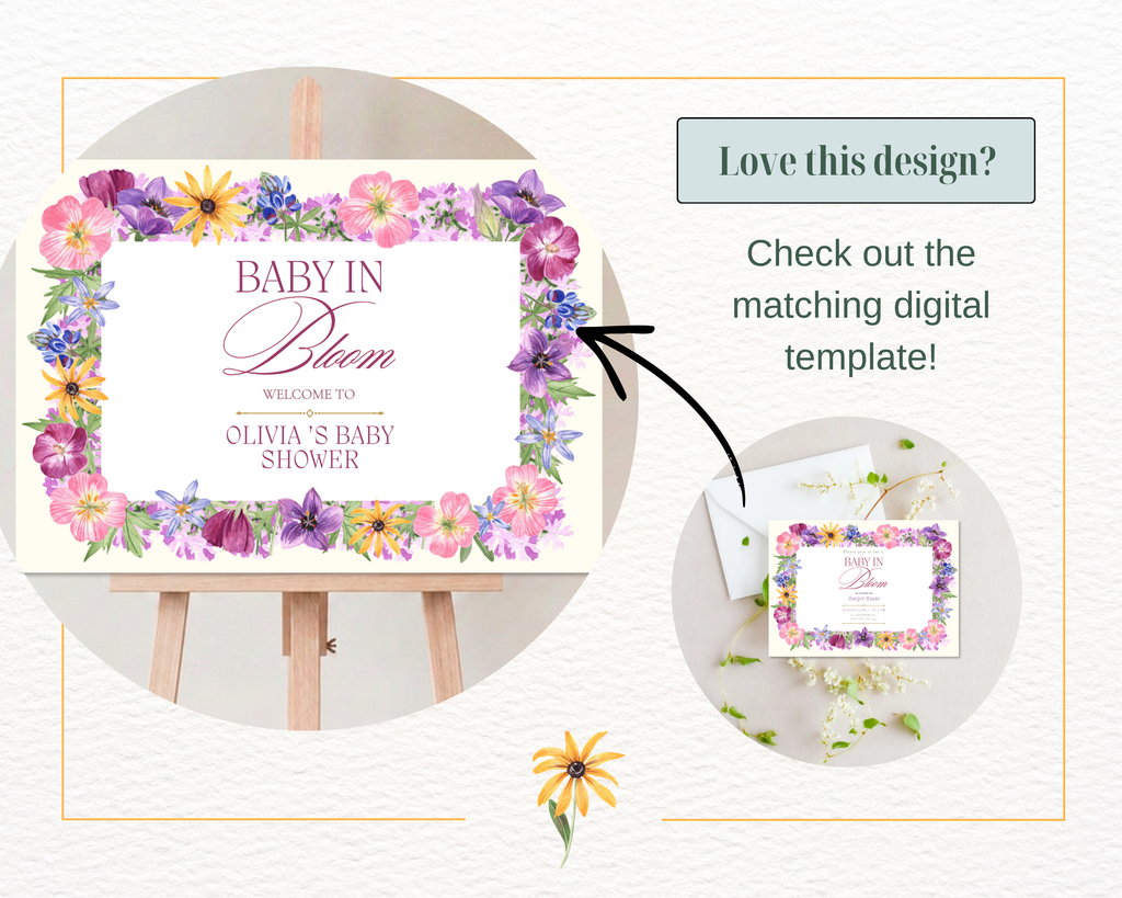 Baby in Bloom Baby Shower Wildflower Invitation | Floral Landscape Digital Download | Canva Editable