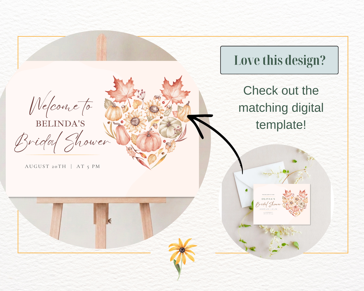 Autumn Maple Leaves Fall Bridal Shower Invitation | Printable Landscape Template | Digital Download