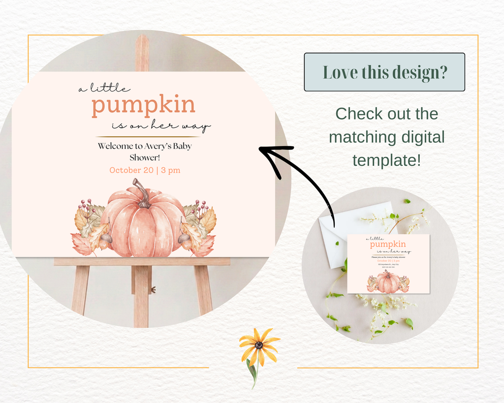 A Little Pumpkin Baby Shower Invitation | Autumn Landscape Digital Download | Canva Editable
