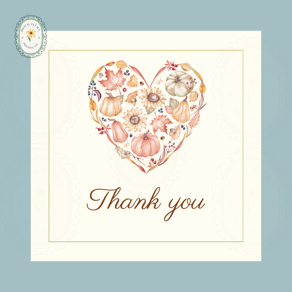 Autumn Heart Thank You Card Template | Editable Canva Digital Download