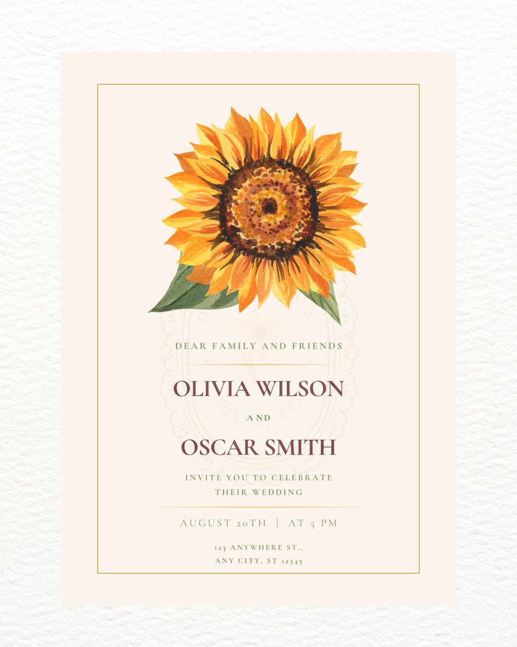 Sunflower Wedding Invitation — Editable Digital Download Template